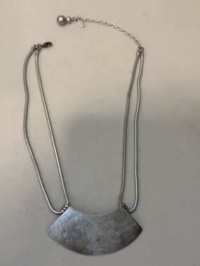 Marjorie Baer Chunky Statement Necklace Mixed Metals Signed Modernist Mesh Chain